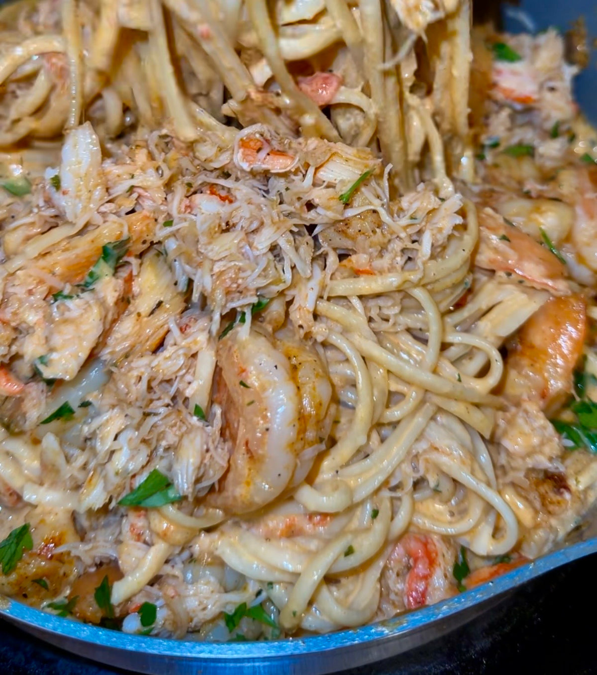 Loaded seafood linguine recipe