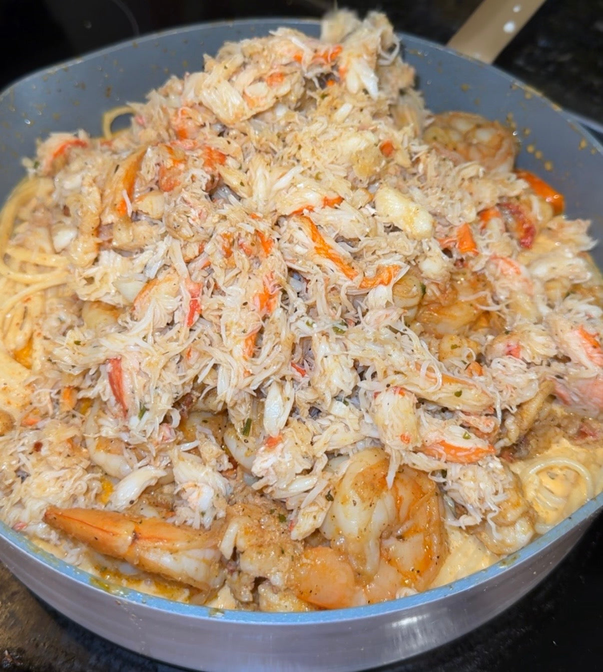 Loaded seafood linguine recipe